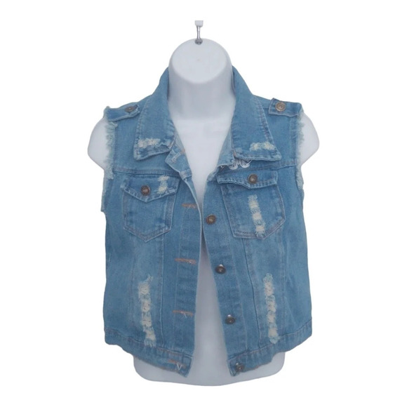 BH Jeans Canada Denim Blue Sleeveless Jean Jacket S - Picture 1 of 8